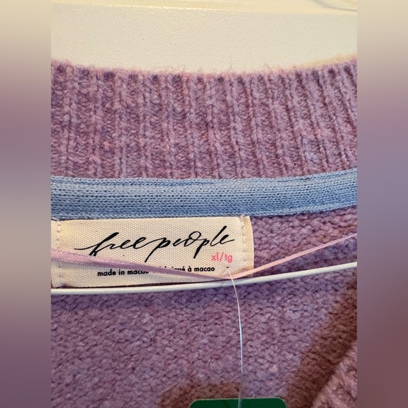 Free People Cool of the Night Cardigan Lilac Spell Melange Oversized XL - Picture 7 of 13